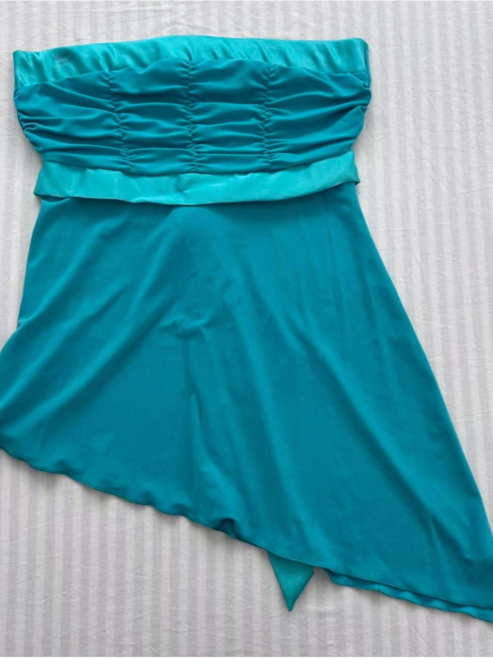 Y2K Wet Seal teal turquoise strapless asymmetric fairy top with tie on back